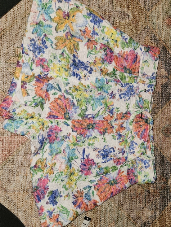 Lavender Brown Pants - Lavender Brown Floral Tweed Short Size Medium